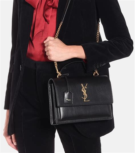 sunset monogram medium ysl|Sunset Medium leather shoulder bag in black .